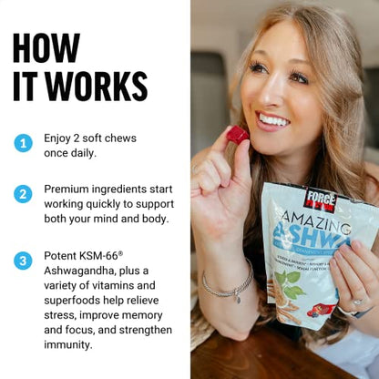 Force Factor Amazing Ashwa for Stress Relief, Memory, Focus, and Immune Support Health