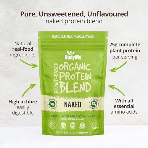 BodyMe Organic Vegan Protein Powder Blend, Naked Natural - Unsweetened, Low Carb BodyMe
