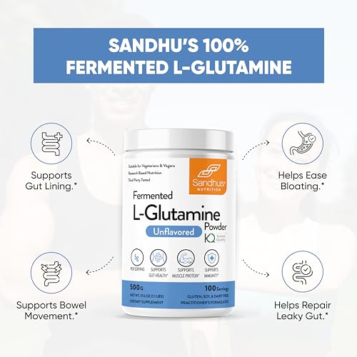 Sandhu's L-Glutamine - 100 Servings -Made in USA -500 Gram- Non-GMO- Amino Sandhu's