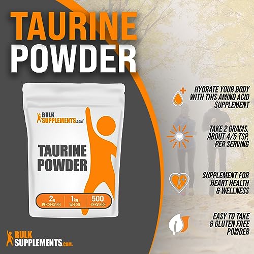 BULKSUPPLEMENTS.COM Taurine Powder - Taurine Supplement, Taurine 2000mg BULKSUPPLEMENTS.COM