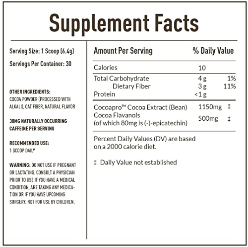 CocoaVia Cardio Health Cocoa Powder, 60 Servings, 500mg Cocoa Flavanols CocoaVia