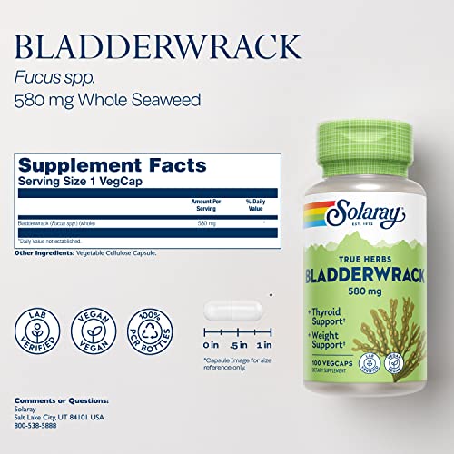 SOLARAY Bladderwrack Seaweed 580 mg Healthy Thyroid Balance and Weight Management SOLARAY
