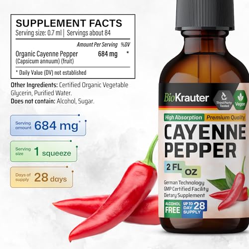 MAUWE HERBS Cayenne Pepper Supplement - Organic Cayenne Pepper Tincture MAUWE HERBS