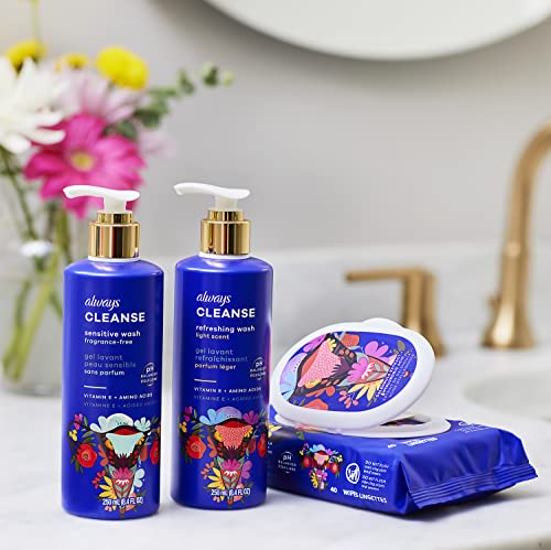 Always Cleanse Feminine Intimate Wash For Women, Ph Balanced For Sensitive Skin, Fragrance-Free Always