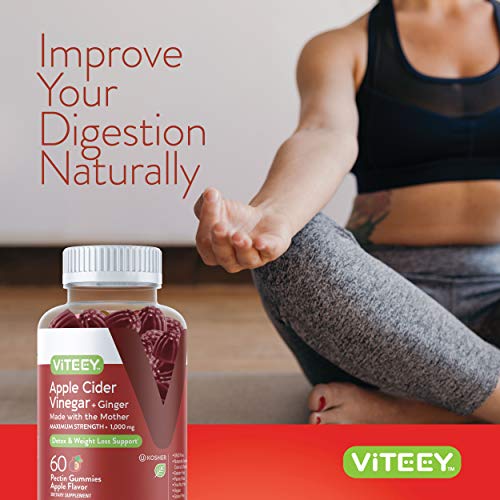 Apple Cider Vinegar Gummies 1,000mg Plus Ginger, ACV with The Mother, Detox Cleanse Viteey