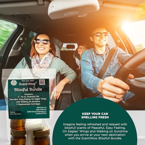 ScentWow® Aromatherapy Car Diffuser Refill Essential Oil Bundle with Three Refill Pads and 10ml Bottles Belle Aroma