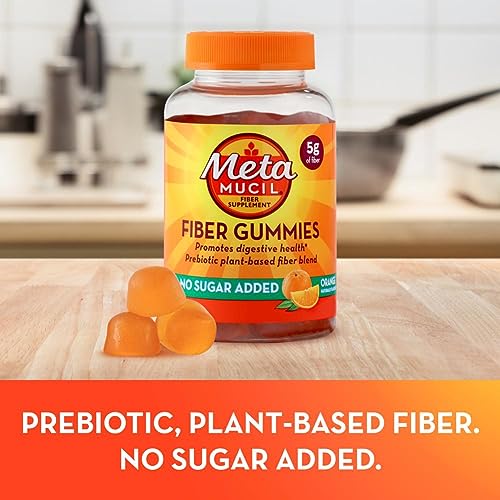 Metamucil Fiber Supplement Gummies, Sugar Free Orange Flavor, 5g Prebiotic Plant Based Metamucil