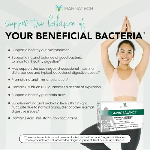 Mannatech Prebiotics and Probiotics, 30 Slimsticks, Yogurt Flavor, GI-ProBalance w/MannaBiotic Blend Mannatech