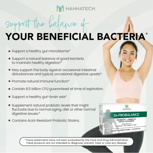 Mannatech Prebiotics and Probiotics, 30 Slimsticks, Yogurt Flavor, GI-ProBalance w/MannaBiotic Blend Mannatech