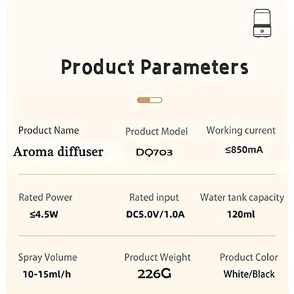 Candlelight Flame Air Diffuser,Portable Essential Oil Diffuser Noiseless 120ML Aroma Diffuser Waterless