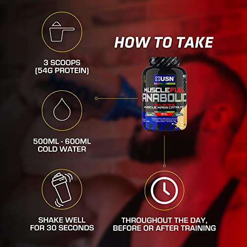 USN Muscle Fuel Anabolic Banana All-in-one Protein Powder Shake (2kg): Workout-Boosting USN