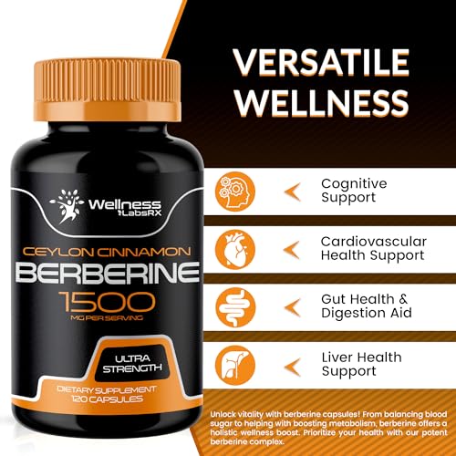 WELLNESS LABSRX Berberine Supplement 1500mg - Liposomal Berberine with Ceylon