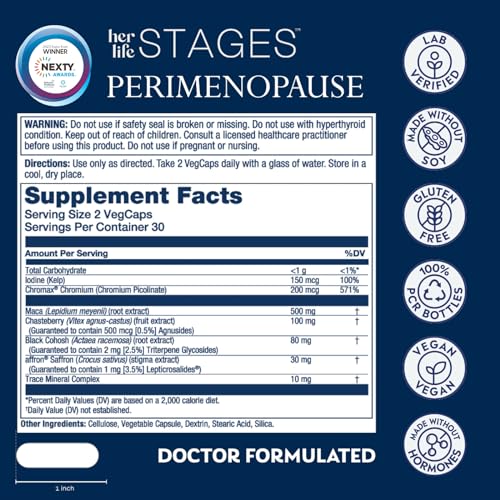 Solaray Perimenopause her Life Stages - Perimenopause Supplements Women - Hot Flashes SOLARAY