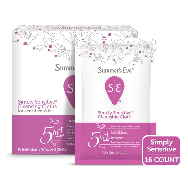 Summer's Eve Feminine Cleansing Cloths | Sensitive Skin | 16 Each | Pack of 2 Pink Rhyme