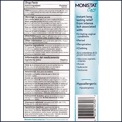 Monistat Instant Itch Relief Cream for Women, Maximum Strength Feminine Itch Care, 1 oz Monistat