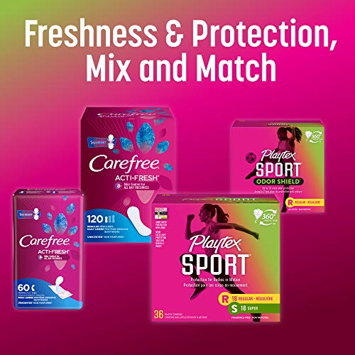Playtex Sport Tampons, Regular Absorbency, Fragrance-Free - 48ct (Packaging May Vary) PLAYTEX
