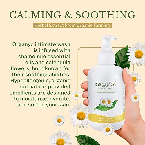 Organyc Feminine Intimate Wash for Sensitive Skin with Chamomile, Free from Chlorine, Parabens Organyc
