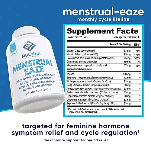NuEthix Formulations Menstrual Eaze Dietary Supplement, Targeted Feminine Hormone Symptom Relief NuEthix Formulations