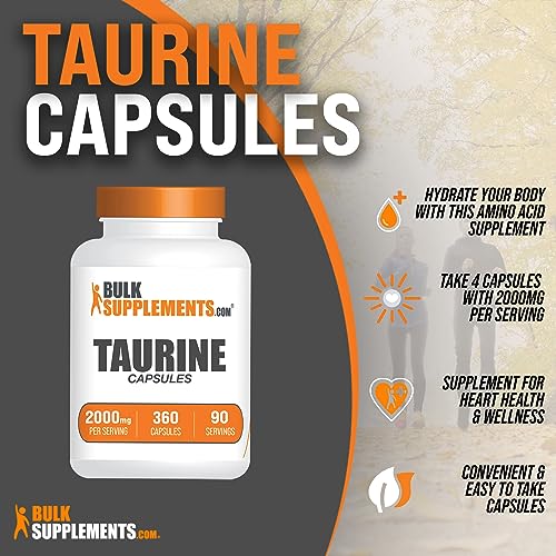BULKSUPPLEMENTS.COM Taurine Capsules - Taurine Supplement, Taurine 2000mg BULKSUPPLEMENTS.COM