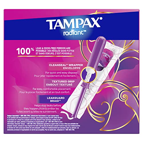 Tampax Radiant Tampons 42 R 2.7X 3/4/ 42ct, Pink and Blue Tampax