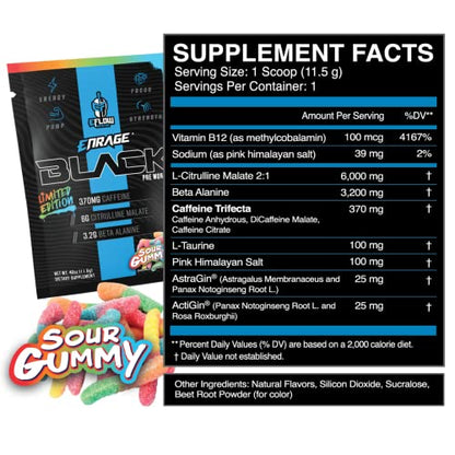 eFlow Nutrition ENRAGE Black Preworkout Sample Packs - Travel Packs - High Stim Energy, Pump, Strength, Endurance, Focus, Nootropic formula - Variety (6 Packs)