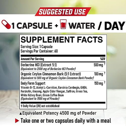 DEDICAD 13in1 Berberine Supplement - 4500mg for Weight Management, Heart & Immune