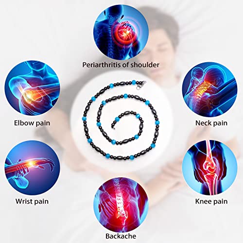 Magnetic Therapy Necklace Hematite Necklace Black Obsidian Aquamarine Magnetic Necklace Hion