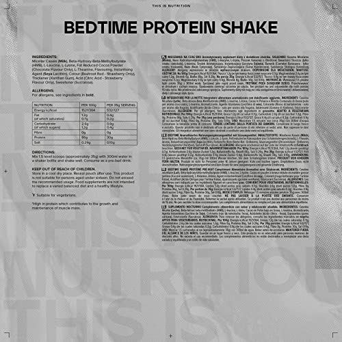 Bulk Bedtime Protein Shake, Micellar Casein Protein Powder, Strawberry, 500 g, Packaging May Vary Bulk