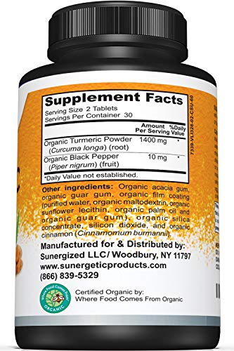 USDA Certified Organic Turmeric Supplement – Includes Organic Turmeric & Organic Black Sunergetic