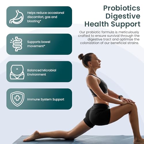 UpNourish Probiotics - 200 Billion CFUs, 15 Strains, Prebiotics & Enzymes - 60 Vegan Cap UpNourish