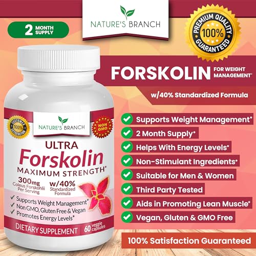 Premium 100% Ultra Pure Forskolin for Weight Loss Max Strength w/ 40% Standardized Nature's Branch