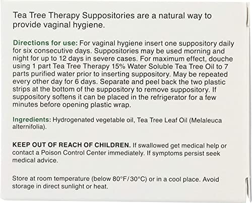 Tea Tree Therapy - Suppository with Tea Tree Oil For Vaginal Hygiene (2-Pack of 6) Tea Tree Therapy