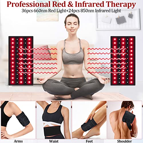 NEXTWOOD 660nm and 850nm Infrared Red Light Arm Therapy Wrap Belt with Timer & Brightness Setting Red NEXTWOOD