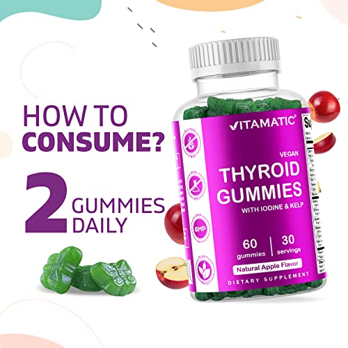 Vitamatic 2 Pack Vegan Thyroid Support Gummies with Iodine & Kelp - 60 Count
