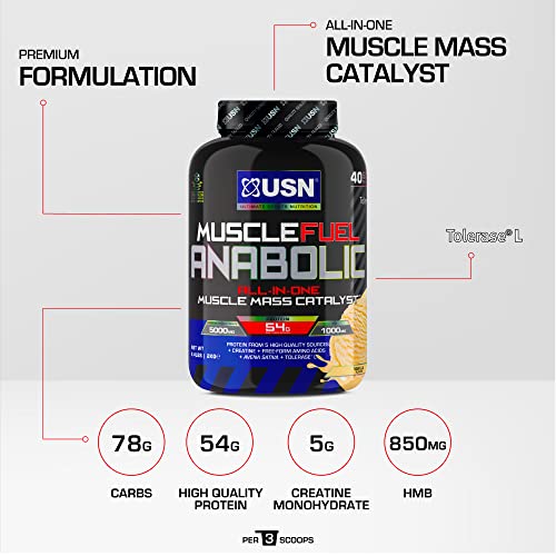 USN Muscle Fuel Anabolic Banana All-in-one Protein Powder Shake (2kg): Workout-Boosting USN