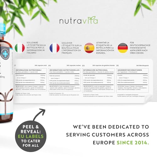 Omega 3 2000mg with 660mg EPA & 440mg DHA per Serving - 240 Softgel Capsules