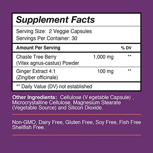 Vitex Chasteberry Supplement for Women - 100% All-Natural PMS & Menopause Support Supplement
