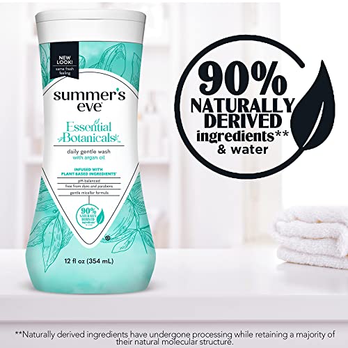 Summer's Eve Essential Botanicals Gentle Wash with Argan Oil, Removes Odor, pH balanced, 12 fl oz Summer's Eve