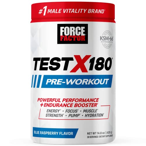 FORCE FACTOR Test X180 Pre-Workout Powder & Energy Supplement, Boost Focus