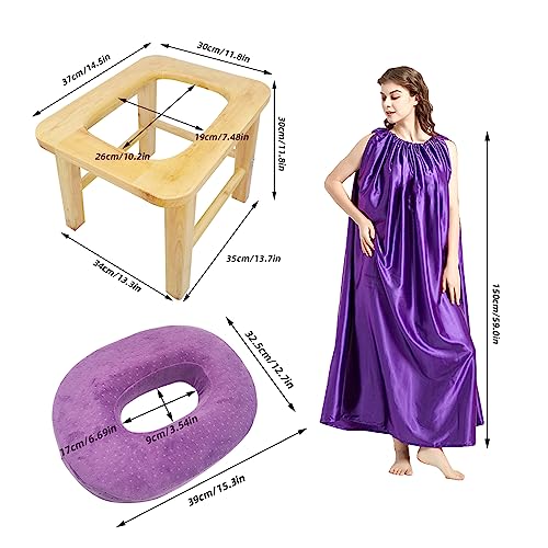 ElasignShopo Yoni Seat Kit, Wooden Vaginial Steaming Stool Chair Set with Gown for Feminine ElasignShopo