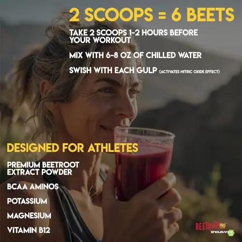 Beetroot Pro Pre-Workout Powder - 10oz, 28 Servings, Dark Cherry Flavor - Boosts Energy, Endurance, Muscle Strength -Vegan Aminos Fast-Acting Nitric Oxide for Circulation, Heart Health, VO2 Max