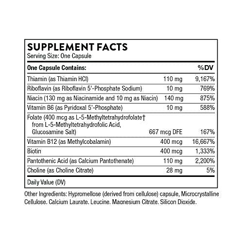 THORNE Basic B-Complex - Tissue-Ready Vitamin B Complex Supplement with Choline
