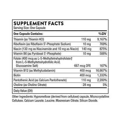 THORNE Basic B-Complex - Tissue-Ready Vitamin B Complex Supplement with Choline