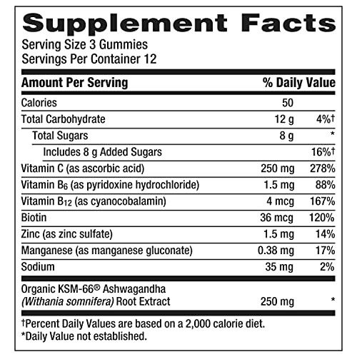 Emergen-C Vitamin C and Ashwagandha Gummies, Dietary Supplement for Immune Support