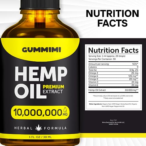 GummiMi Оrganic Hеmp Oil 10 000 000 mg - Natural Drops - Rich in Vitamins B, C, E