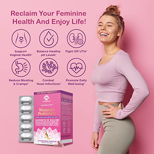 NutriCelebrity NutriFlora-Pro Probiotics for Women - Support Vaginal, Urinary Health (UTI) Nutricelebrity