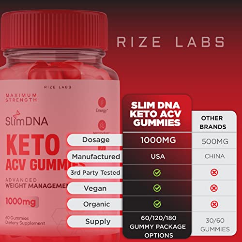 rize labs (3 Pack) SlimDNA Keto Gummies - ACV for Advanced Weight Loss with Apple Cider rize labs