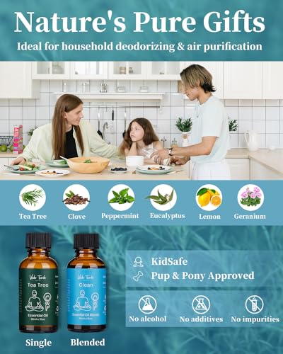 VTS Waterless Diffuser with Essential Oils Set, Tea Tree Essential Oil Aromatherapy Gift Set