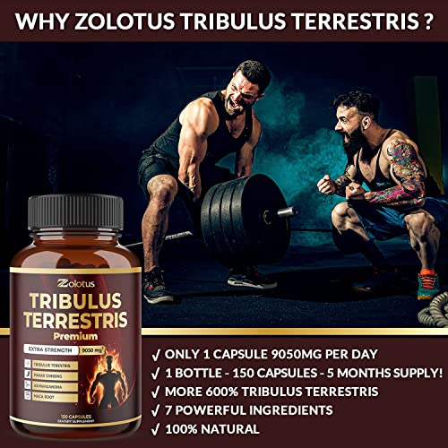Tribulus Terrestris Supplement for Men & Women, 9050mg Per Capsule, 5-Month Supply Zolotus