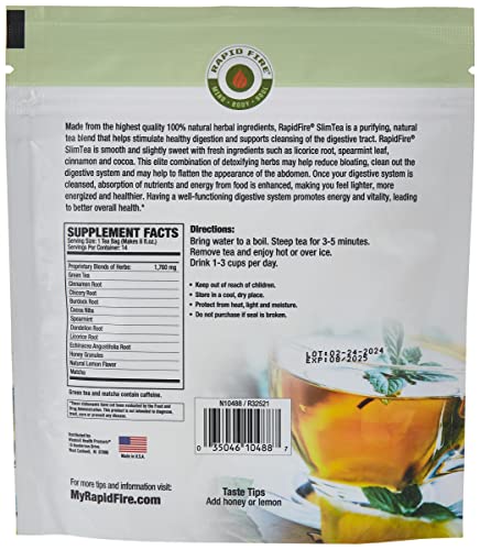 Rapid Fire Slim Tea 14 Day Herbal Teatox, Blend of Natural Herbs and Botanicals, Supports Healthy SNS